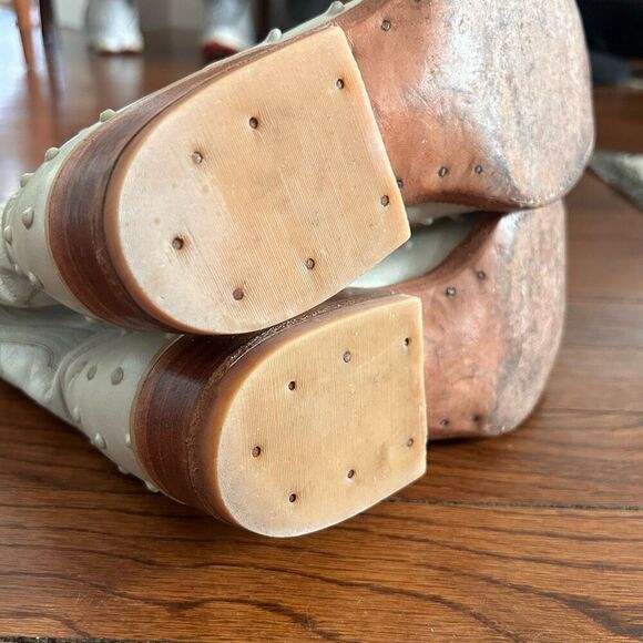 Girls Cowgirl Boots & Belt Set Leather White Ostrich Print Handmade in Mexico - Picture 4 of 16